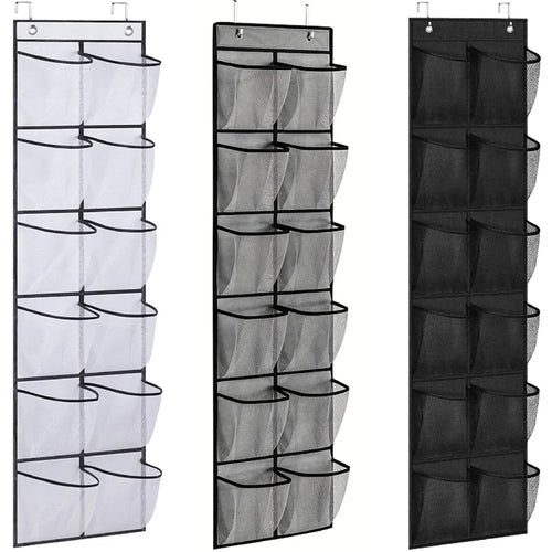 12-Pocket Over-the-Door Shoe Organizer – Mesh Hanging Shoe Rack with Hooks for Bedroom & Closet