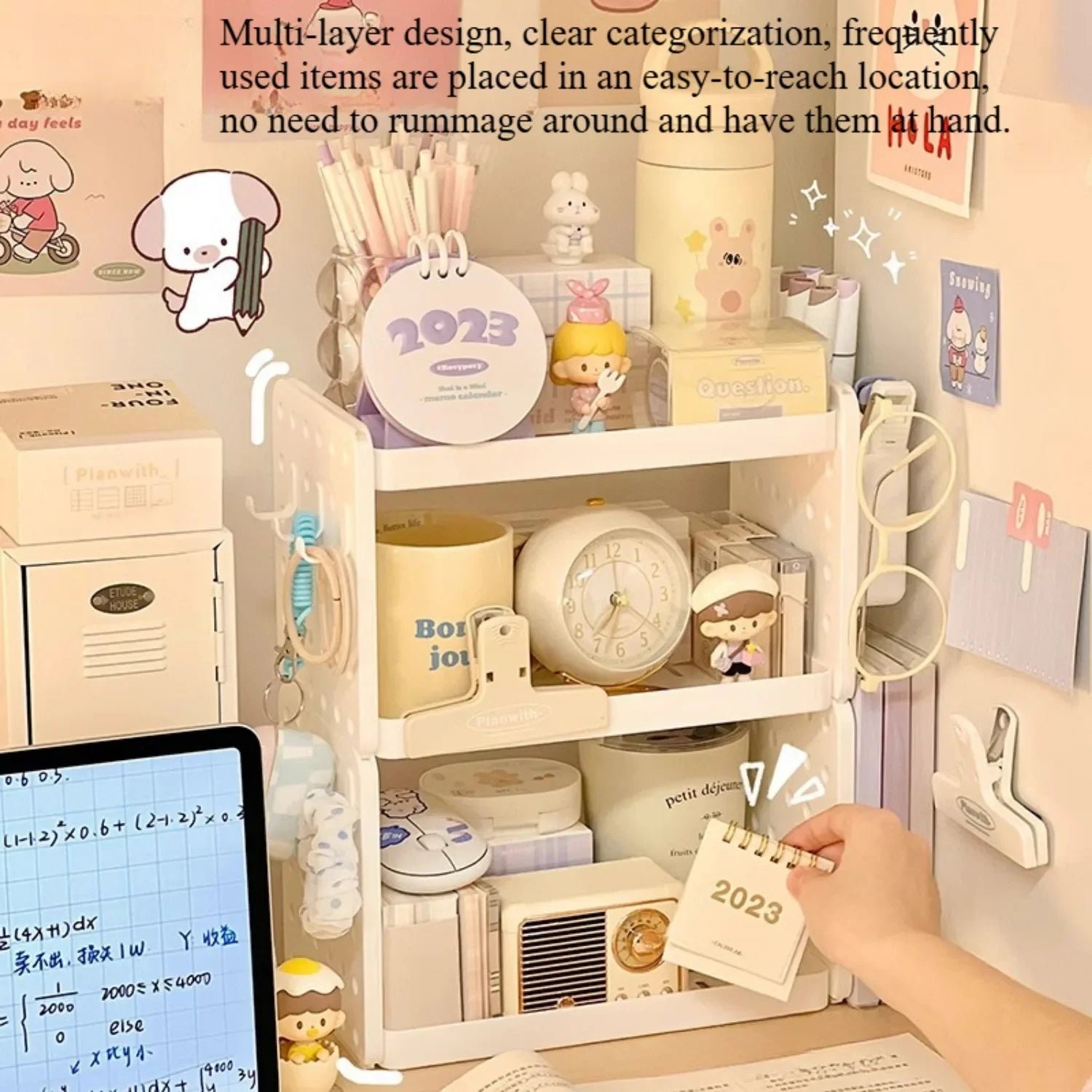 3-Tier Desktop Organizer – Desk Shelf, Pegboard & Pen Holder for Office and Study Storage