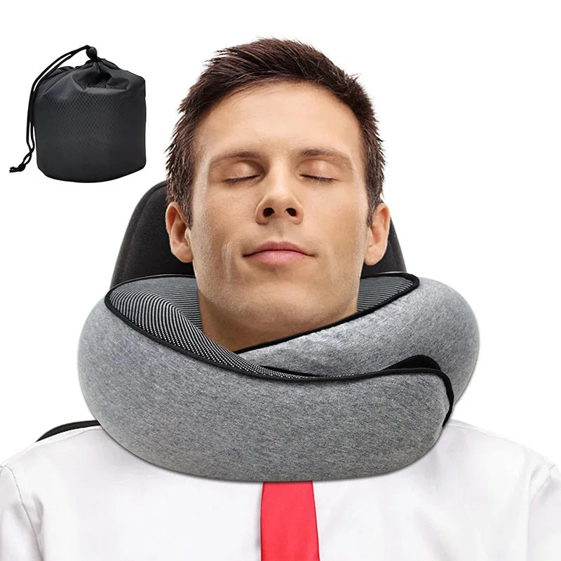 Memory Foam Travel Neck Pillow – U-Shaped Adjustable Neck Support for Flights, Cars & Rest