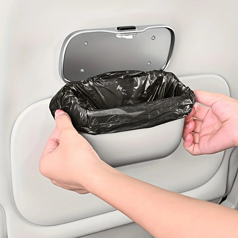 Car Trash Can with Lid – Hanging Wet/Dry Vehicle Waste Bin & Interior Storage Organizer