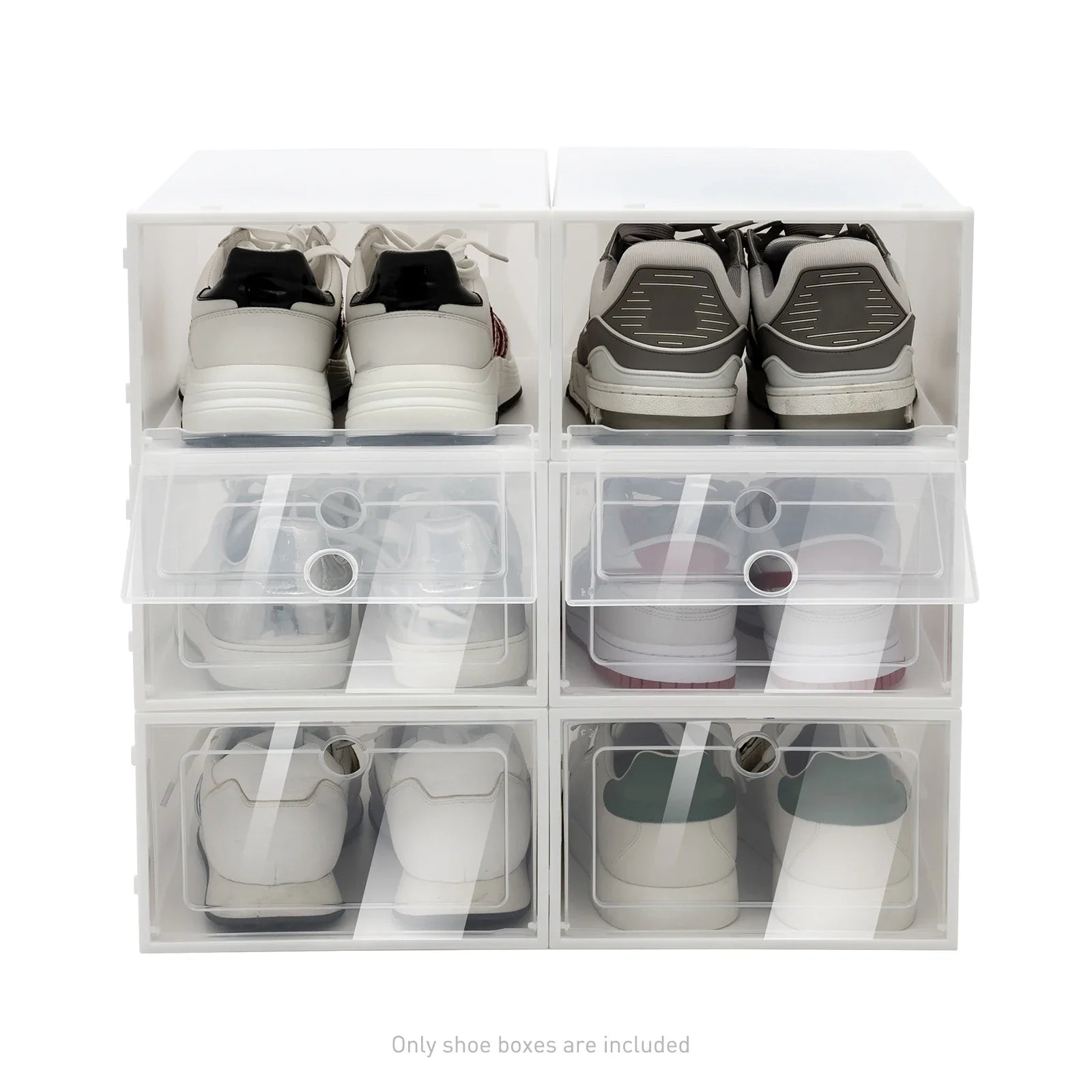 20-Pack Foldable Stackable Shoe Storage Boxes – Clear-Lid Sneaker Organizers for Closet & Bedroom