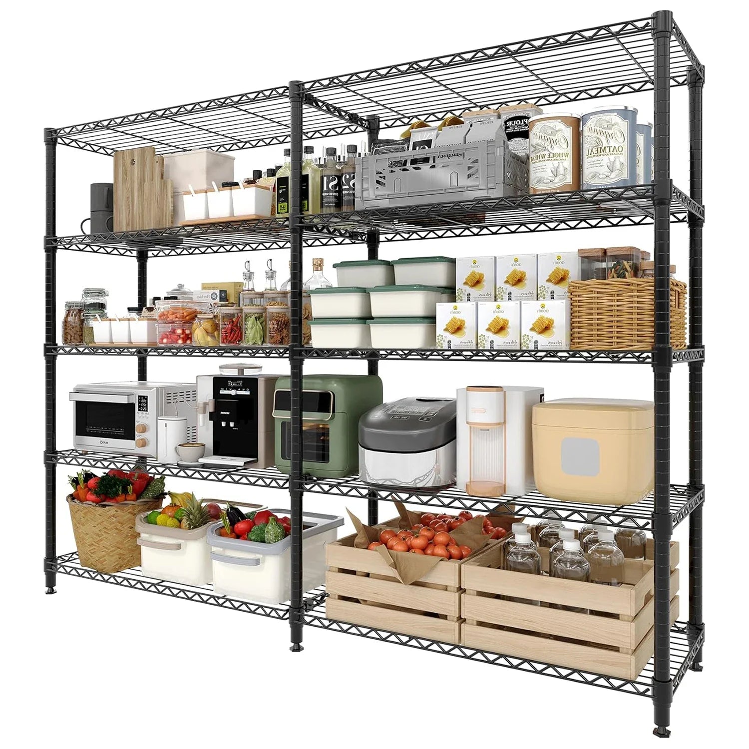 Heavy-Duty Metal Storage Shelves – Adjustable 4 or 5-Tier Utility Rack for Garage, Pantry & Commercial Use