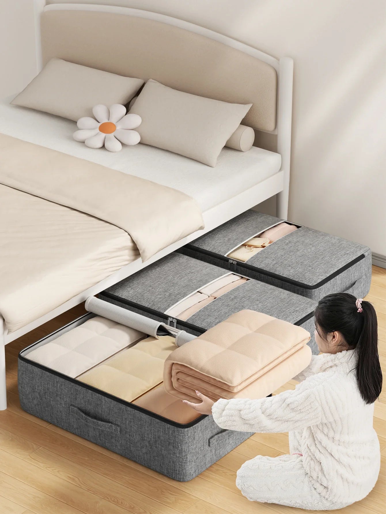 Extra-Large Underbed Storage Bag – Foldable Clothing, Quilt, Blanket & Wardrobe Organizer