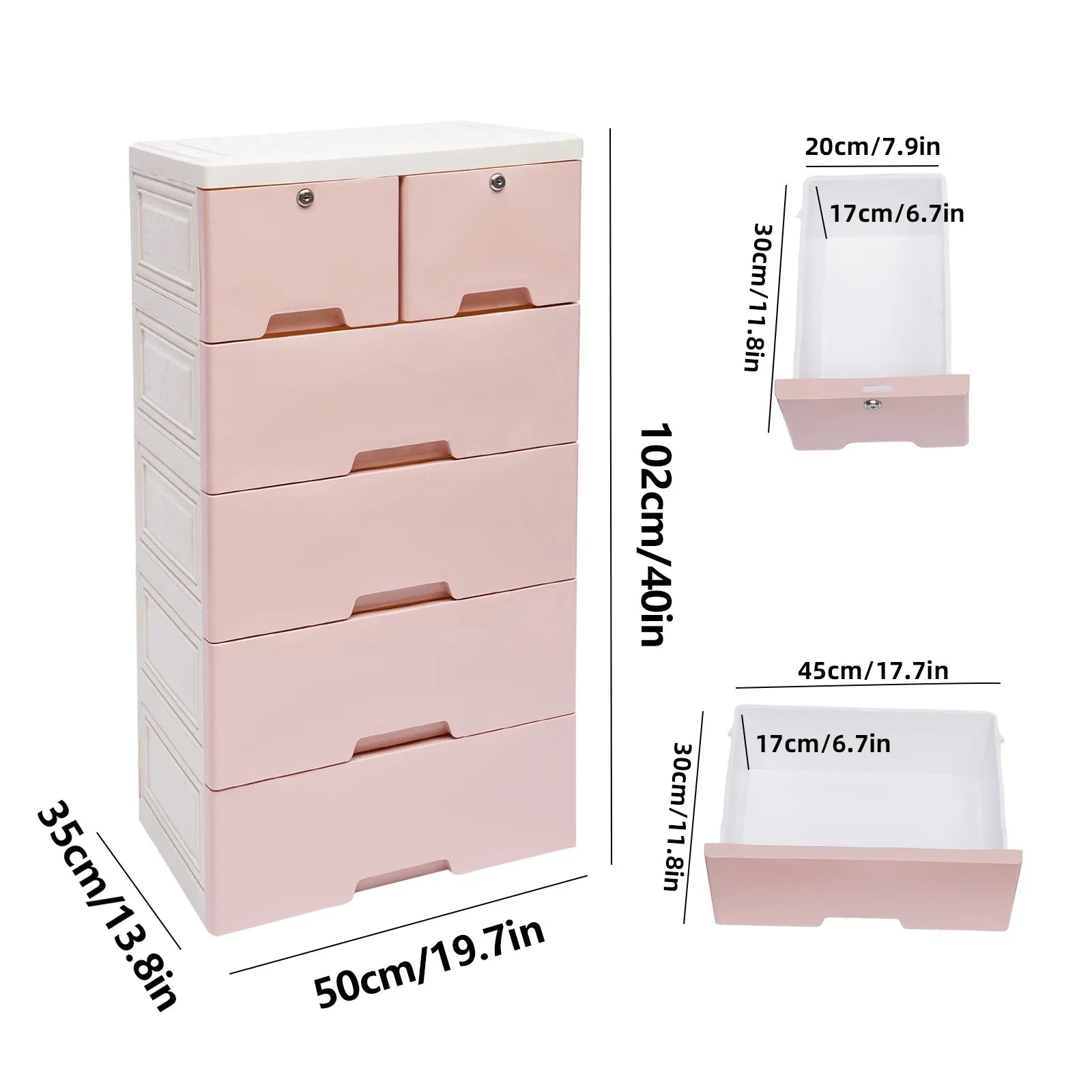 5-Tier Plastic Storage Cabinet – 6-Drawer Lockable Organizer for Bedroom, Closet & Living Room