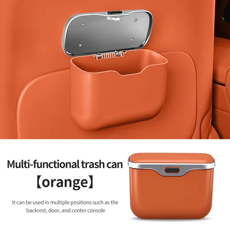 Car Trash Can with Lid – Hanging Wet/Dry Vehicle Waste Bin & Interior Storage Organizer