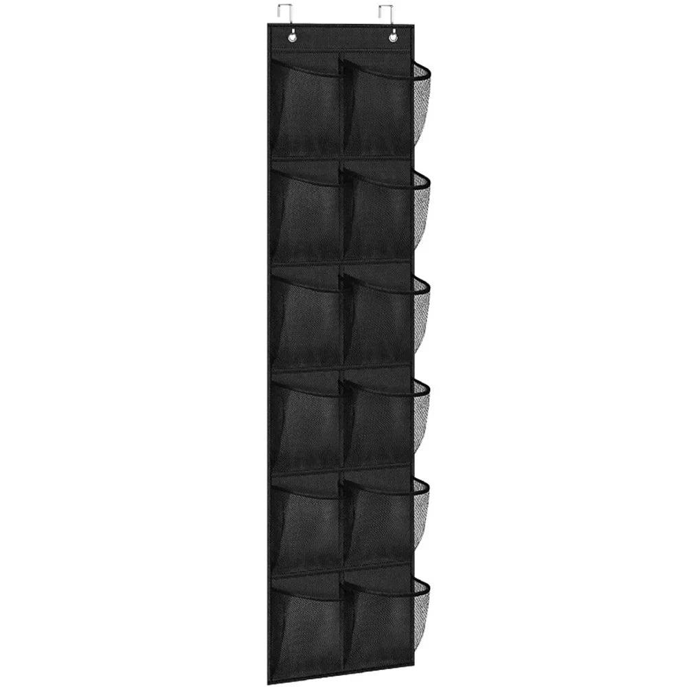 12-Pocket Over-the-Door Shoe Organizer – Mesh Hanging Shoe Rack with Hooks for Bedroom & Closet