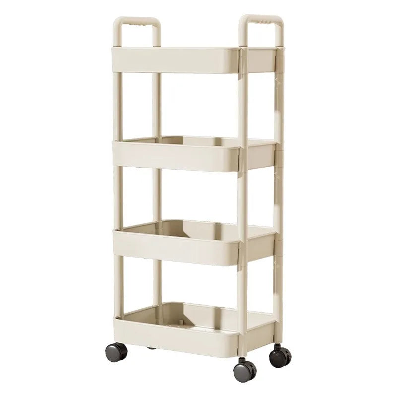 Multi-Tier Rolling Utility Cart – Floor-Standing Trolley with Handle for Kitchen, Bathroom & Snacks