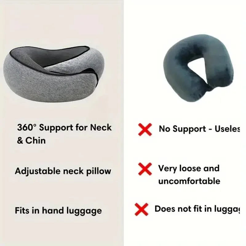 Memory Foam Travel Neck Pillow – U-Shaped Adjustable Neck Support for Flights, Cars & Rest