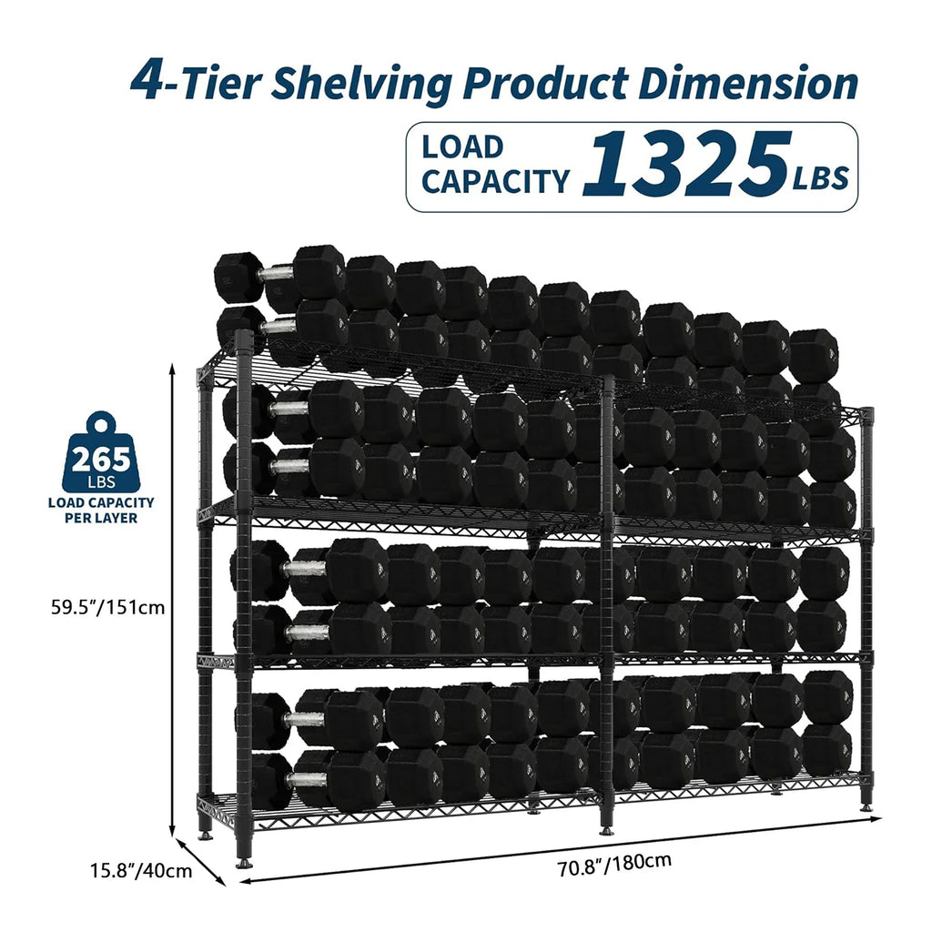 Heavy-Duty Metal Storage Shelves – Adjustable 4 or 5-Tier Utility Rack for Garage, Pantry & Commercial Use