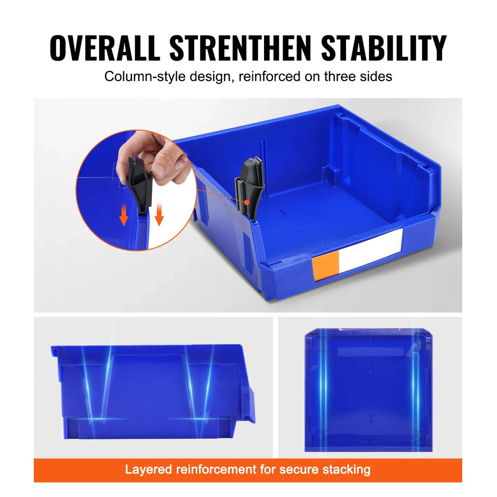 6-Piece Stackable Garage Storage Bin Set – Hanging Organizer Containers for Parts & Supplies