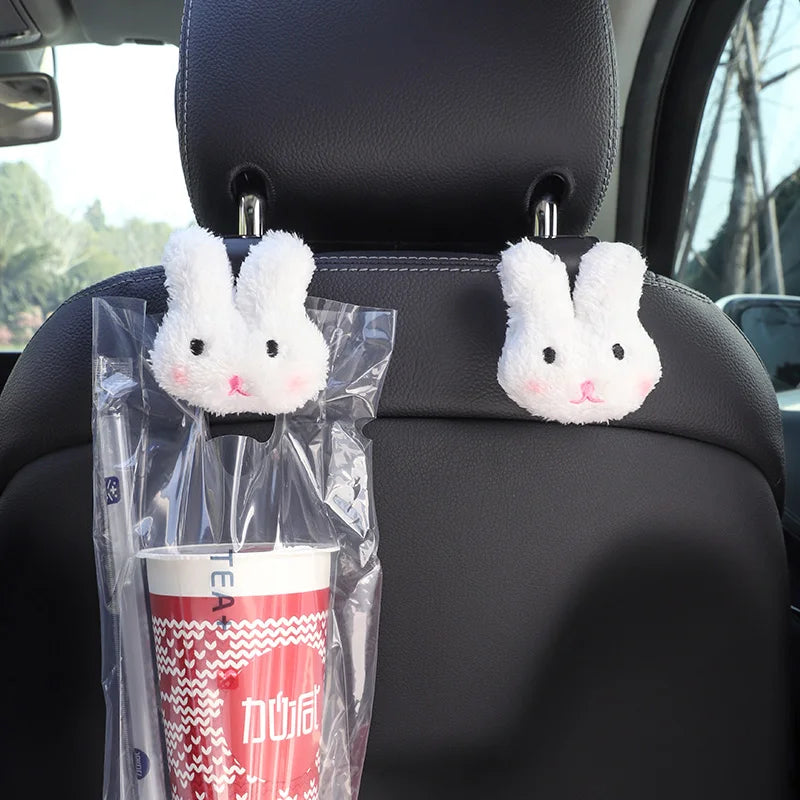 2-Piece Bear Car Headrest Hooks – Seat-Back Hangers for Grocery Bags, Handbags & Storage