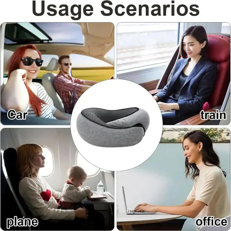 Memory Foam Travel Neck Pillow – U-Shaped Adjustable Neck Support for Flights, Cars & Rest