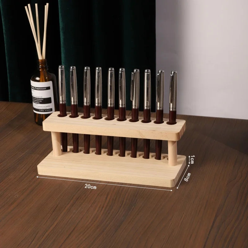 Walnut Wood Desk Organizer – Pen Holder, Phone Stand & Office Supply Storage Station