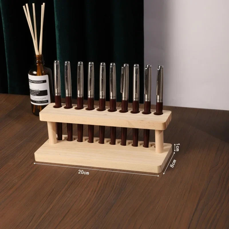 Walnut Wood Desk Organizer – Pen Holder, Phone Stand & Office Supply Storage Station