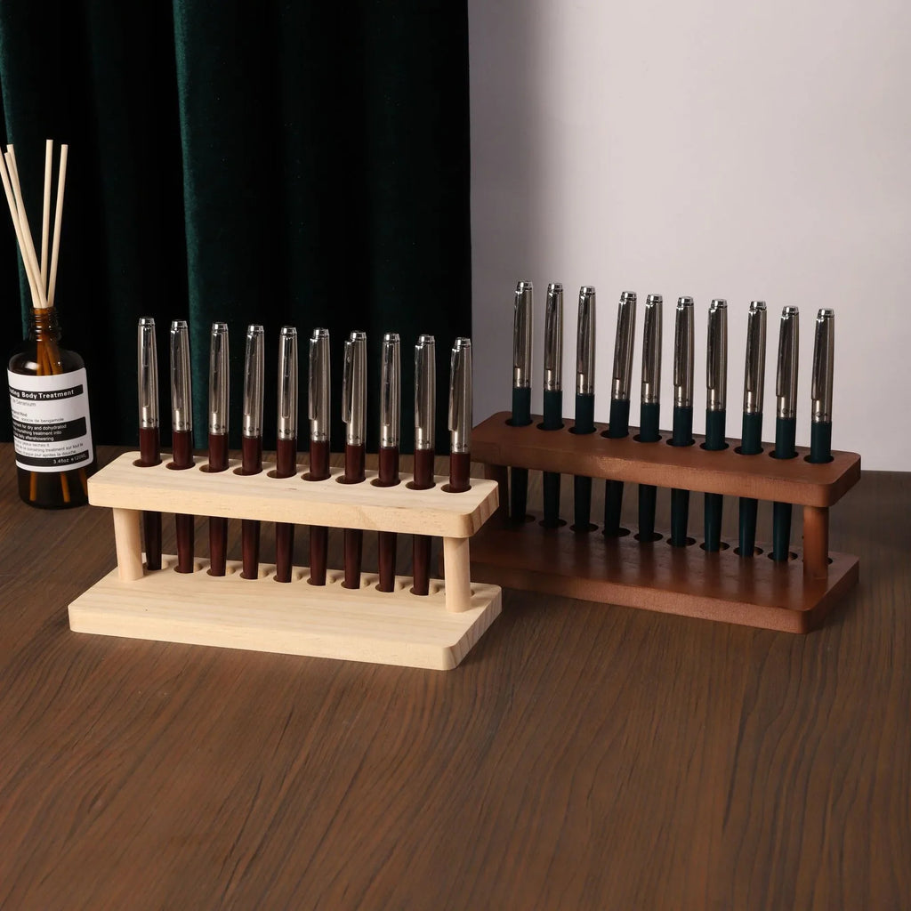 Walnut Wood Desk Organizer – Pen Holder, Phone Stand & Office Supply Storage Station