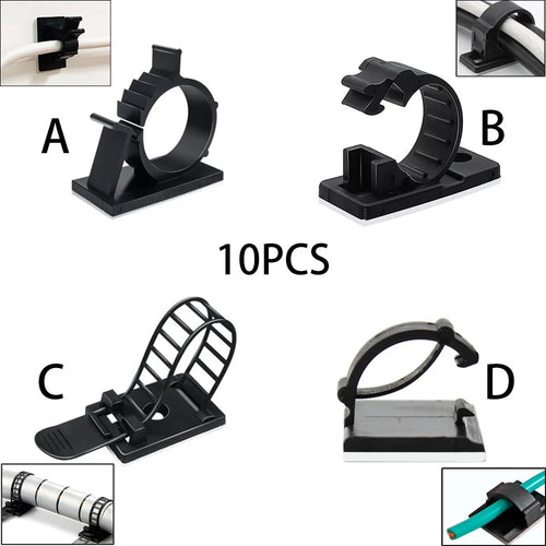 10-Piece Under-Desk Cable Organizer – Cord Clips & Wire Holders for USB, Mouse, Headphone & TV Cables