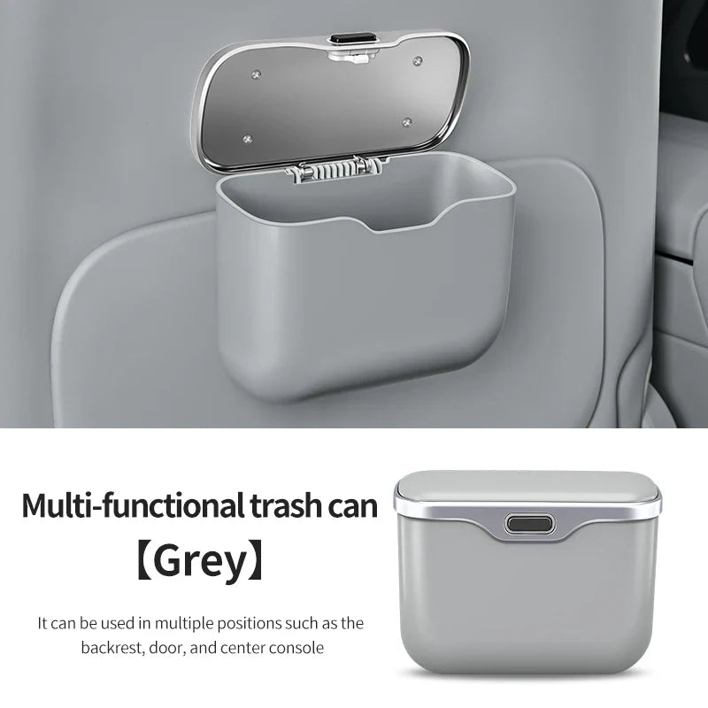 Car Trash Can with Lid – Hanging Wet/Dry Vehicle Waste Bin & Interior Storage Organizer