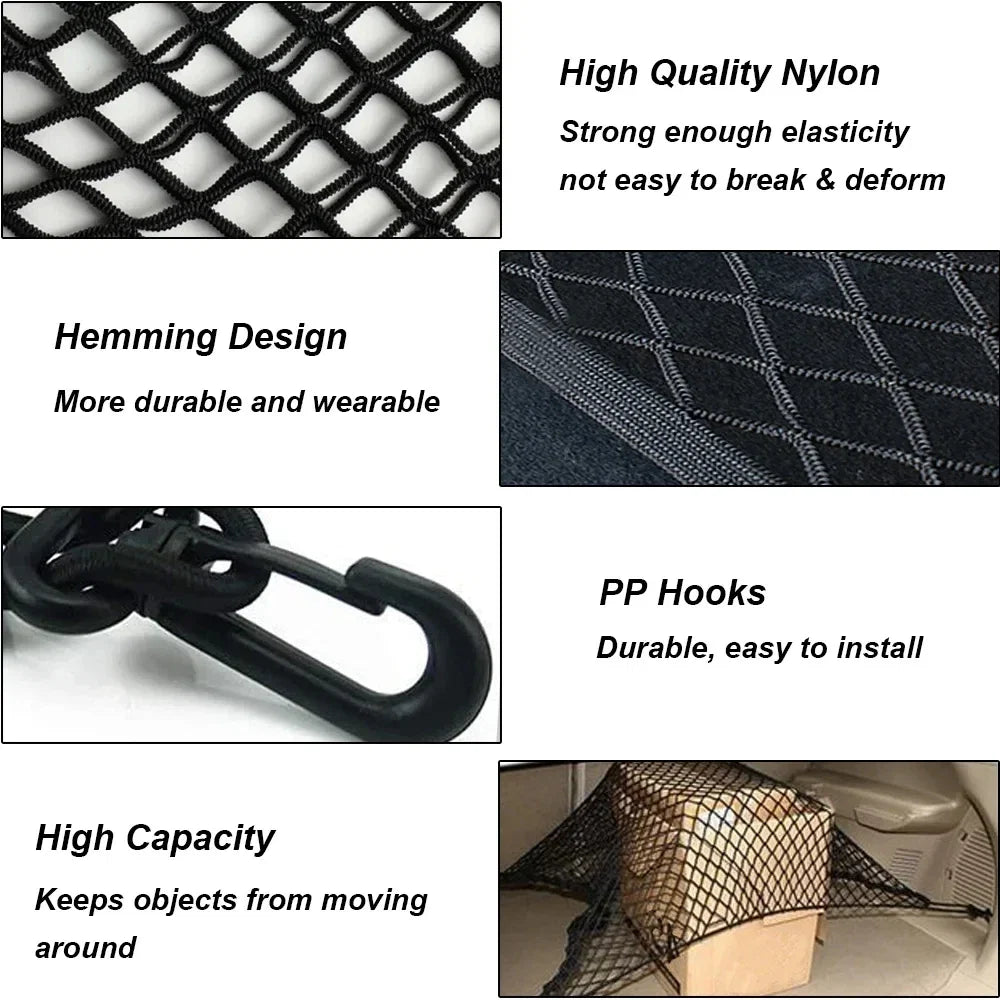 Elastic Car Trunk Cargo Net – Stretch Nylon Mesh Luggage & Grocery Storage Organizer