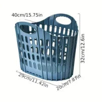 Foldable Plastic Laundry Hamper – Ventilated Collapsible Clothes Basket with Built-In Handles