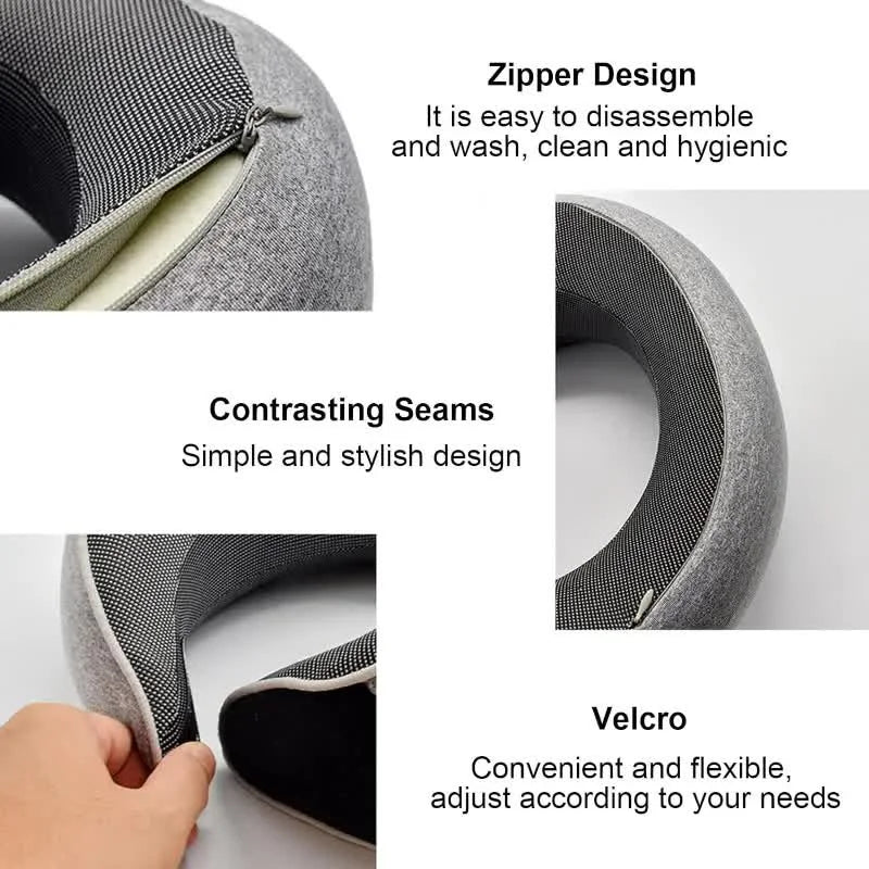 Memory Foam Travel Neck Pillow – U-Shaped Adjustable Neck Support for Flights, Cars & Rest
