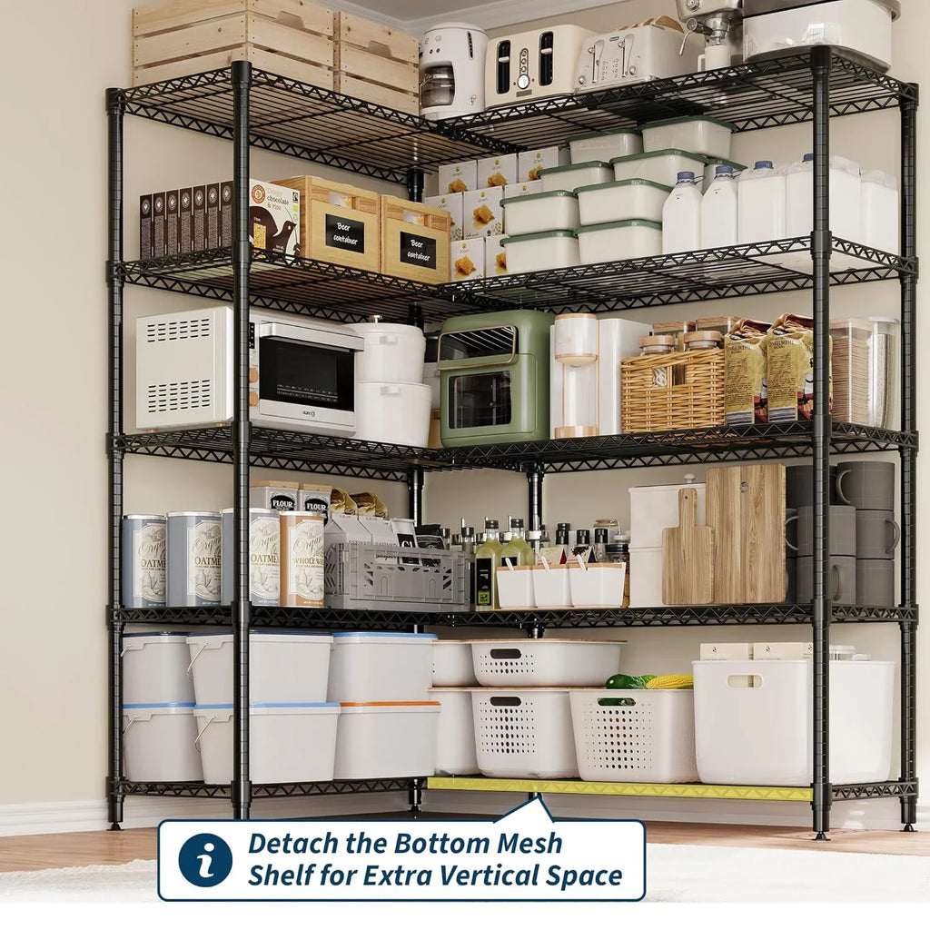 Heavy-Duty Metal Storage Shelves – Adjustable 4 or 5-Tier Utility Rack for Garage, Pantry & Commercial Use