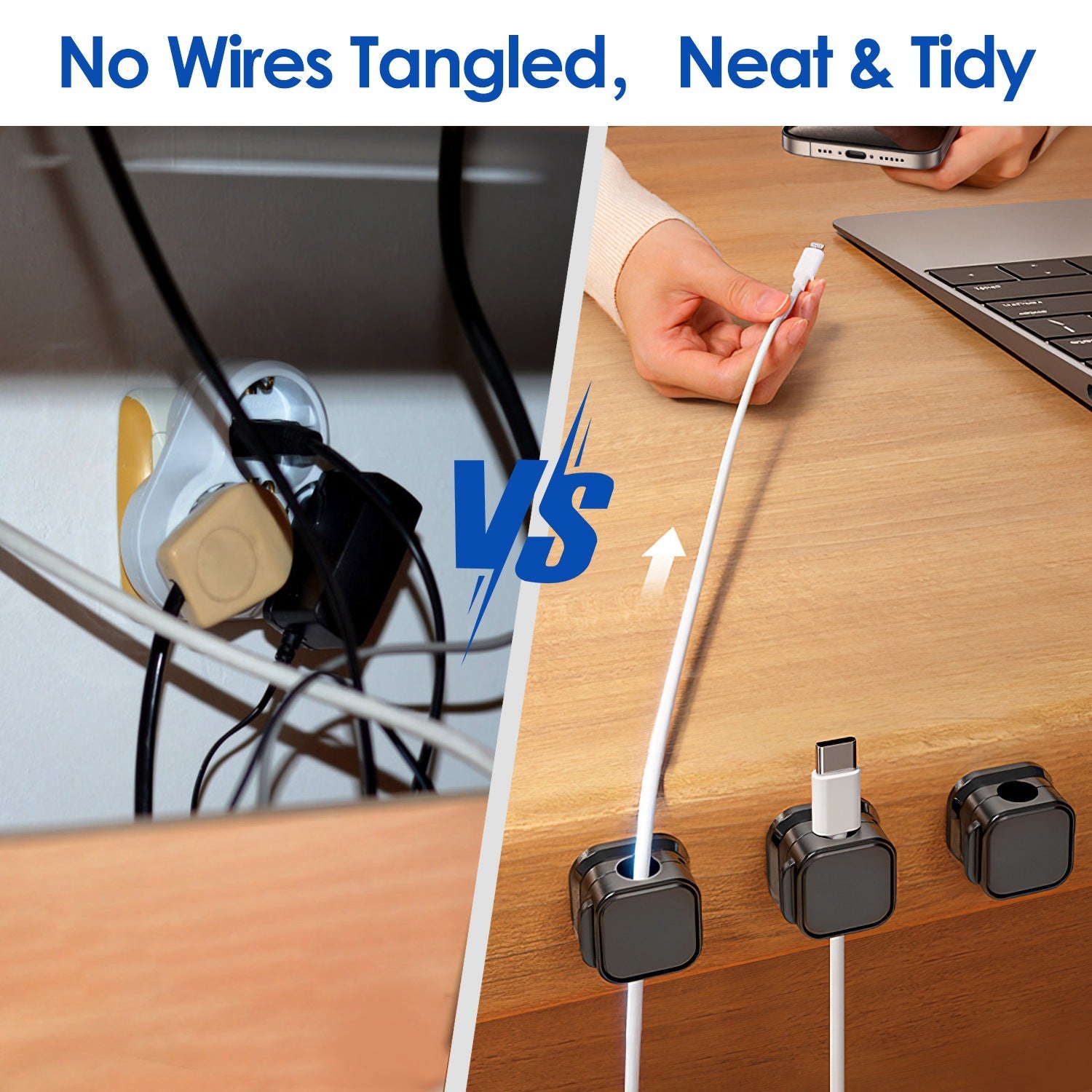 6-Pack Magnetic Cable Clips – Adhesive Cord Organizer Holders for Desks, Chargers & Electronics