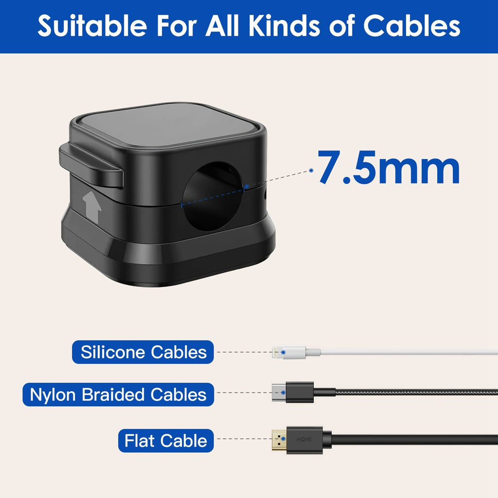 6-Pack Magnetic Cable Clips – Adhesive Cord Organizer Holders for Desks, Chargers & Electronics