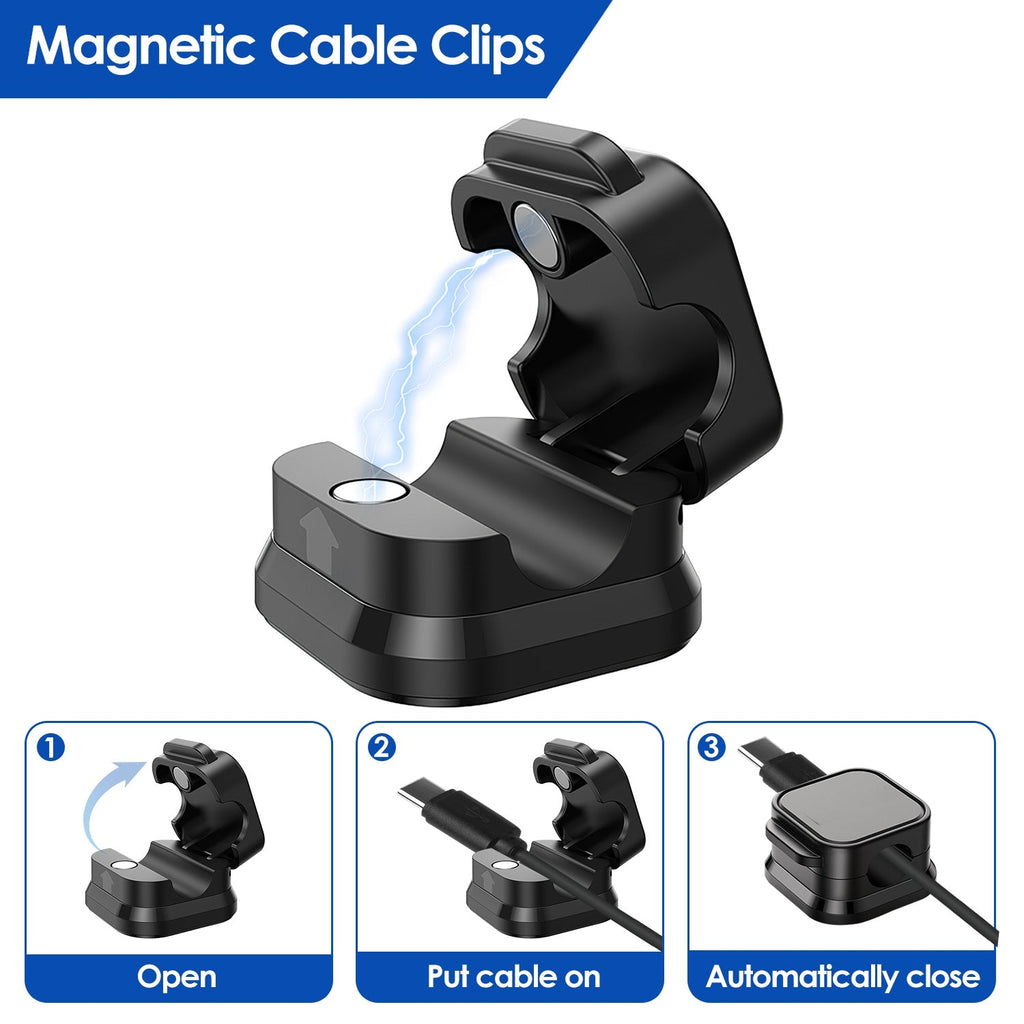6-Pack Magnetic Cable Clips – Adhesive Cord Organizer Holders for Desks, Chargers & Electronics
