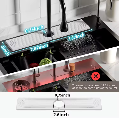 Quick-Dry Diatomaceous Stone Sink Tray, 7.87 x 4 in White Countertop Organizer