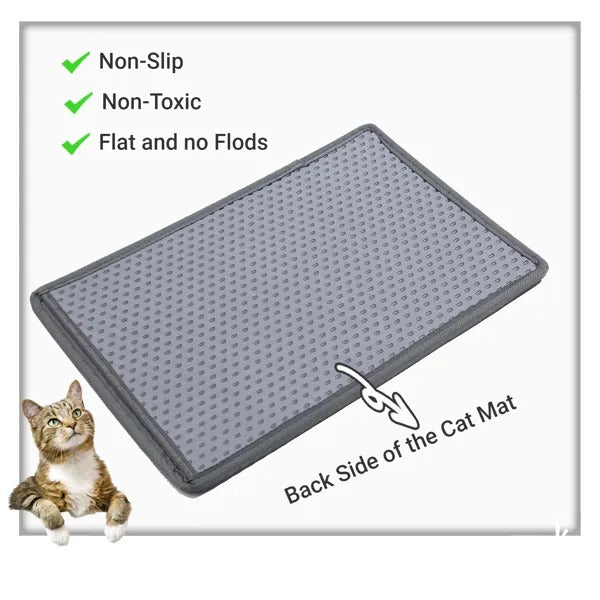 Double-Layer Cat Litter Trapping Mat, Waterproof EVA Floor Protector for Litter Boxes