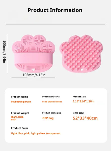 Rubber Dog Bath Brush – Pet Grooming, Shampoo, Massage & Hair-Removal Comb